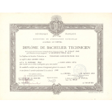 Diplôme de Bachelier Technicien.