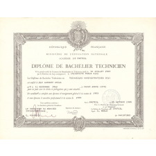 Diplôme de Bachelier Technicien.