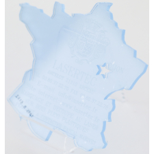 Carte de visite bleue de l'entreprise Lasertec au format de la France