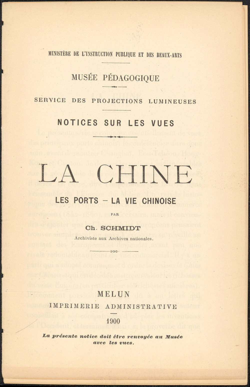 La Chine : Les ports - La Vie chinoise : Notices sur les vues