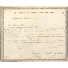 Diplôme de licencié en droit.