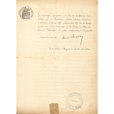 Attestation d'examen de licence de Lettres.