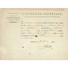 Attestation de réussité à l'examen pour la licence de droit.