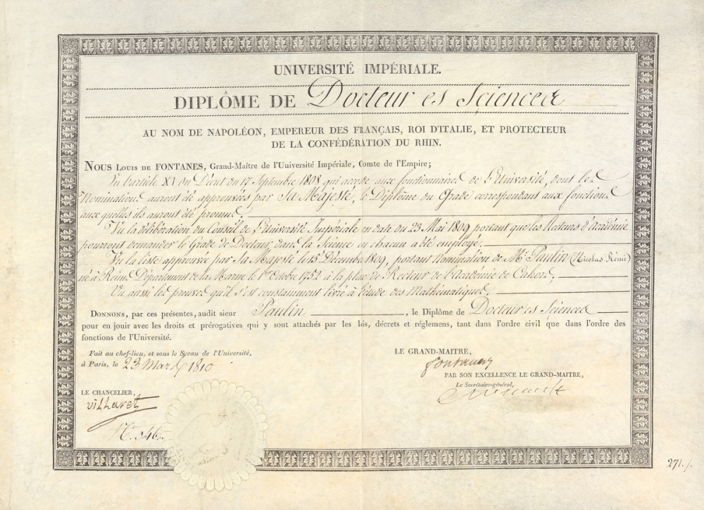 Diplôme de Docteur ès Sciences