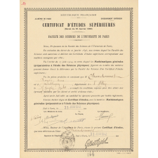Certificat d'études supérieures.