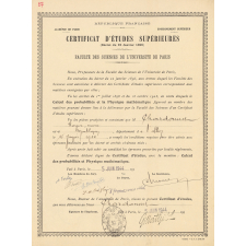 Certificat d'études supérieures.