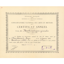 Conservatoire national des Arts et Métiers - Certificat annuel.