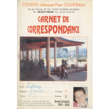 Carnet de correspondance. Collège Jacques-Yves Cousteau. Caudebec-lès-Elbeuf. 