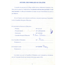 Carnet de correspondance. Collège Jacques-Yves Cousteau. Caudebec-lès-Elbeuf. 