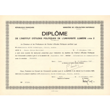 Diplôme de l'Institut d'Etudes Politiques de l'Université Lumière Lyon 2.