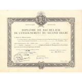 Diplôme de Bachelier de l'Enseignement du Second Degré. 