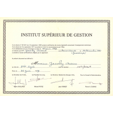 Diplôme de l'Institut Supéreur de Gestion.