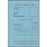 Cahier de correspondance d'élève de cinquième. 