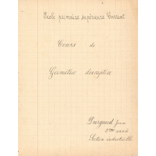 Cours de géométrie descriptive