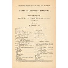 Service des projections lumineuses : Catalogue des collections de vues mises en circulation