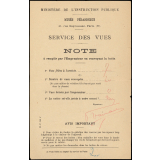 Service des vues : Note à remplir par l'Emprunteur en renvoyant la boîte