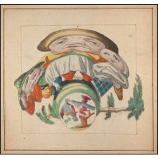 Planche d'anamorphose : homme ou femme avec bébé et enfant