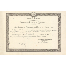 Diplôme de Maîtresse de Gymnastique. 