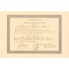 Nomination au titre d'Officier de l'Instruction publique. 