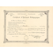 Certificat d'aptitude pédagogique délivré à Jean-Baptiste Amade.