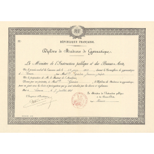 Diplôme de Maîtresse de Gymnastique. 