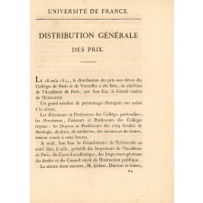 Université de France - Distribution générale des prix aux élèves des collèges de Paris et de Versailles - Année 1823.