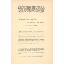 La Distribution des Prix au Collège du Havre en l'année 1777.