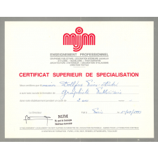 Certificat supérieur de spécialisation. 