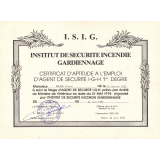 Certificat d'aptitude à l'emploi d'agent de sécurité IGH 1er degré. 