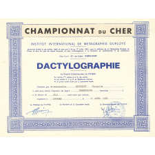 Diplômes de sténographie et de dactylographie. 