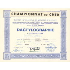 Diplômes de sténographie et de dactylographie. 