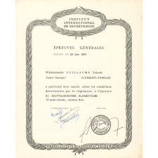 Diplôme de régularité dactylographique. 
