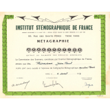 Diplôme de l'Institut sténographique de France. 
