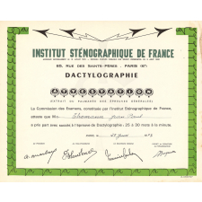 Diplôme de l'Institut sténographique de France.