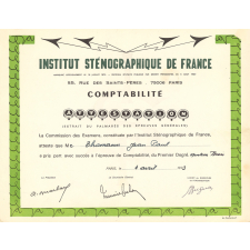 Diplôme de l'Institut sténographique de France. 