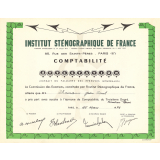 Diplôme de l'Institut sténographique de France. 