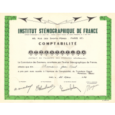 Diplôme de l'Institut sténographique de France.
