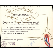 Attestation de Certificat d'Aptitude Professionnelle. 