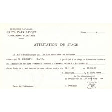 Attestation de stage. 