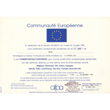 Certificat de correspondance européenne.