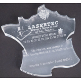 Carte de visite transparente de l'entreprise Lasertec au format de la France