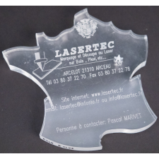 Carte de visite transparente de l'entreprise Lasertec au format de la France