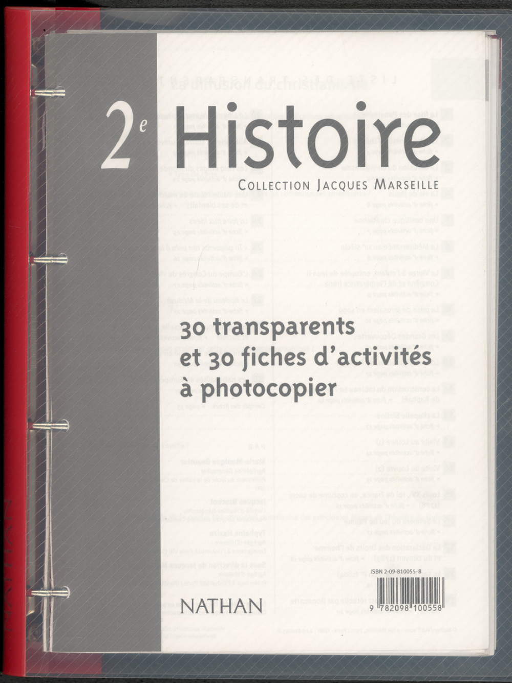 2e Histoire : 30 transparents et 30 fiches d'activités à photocopier