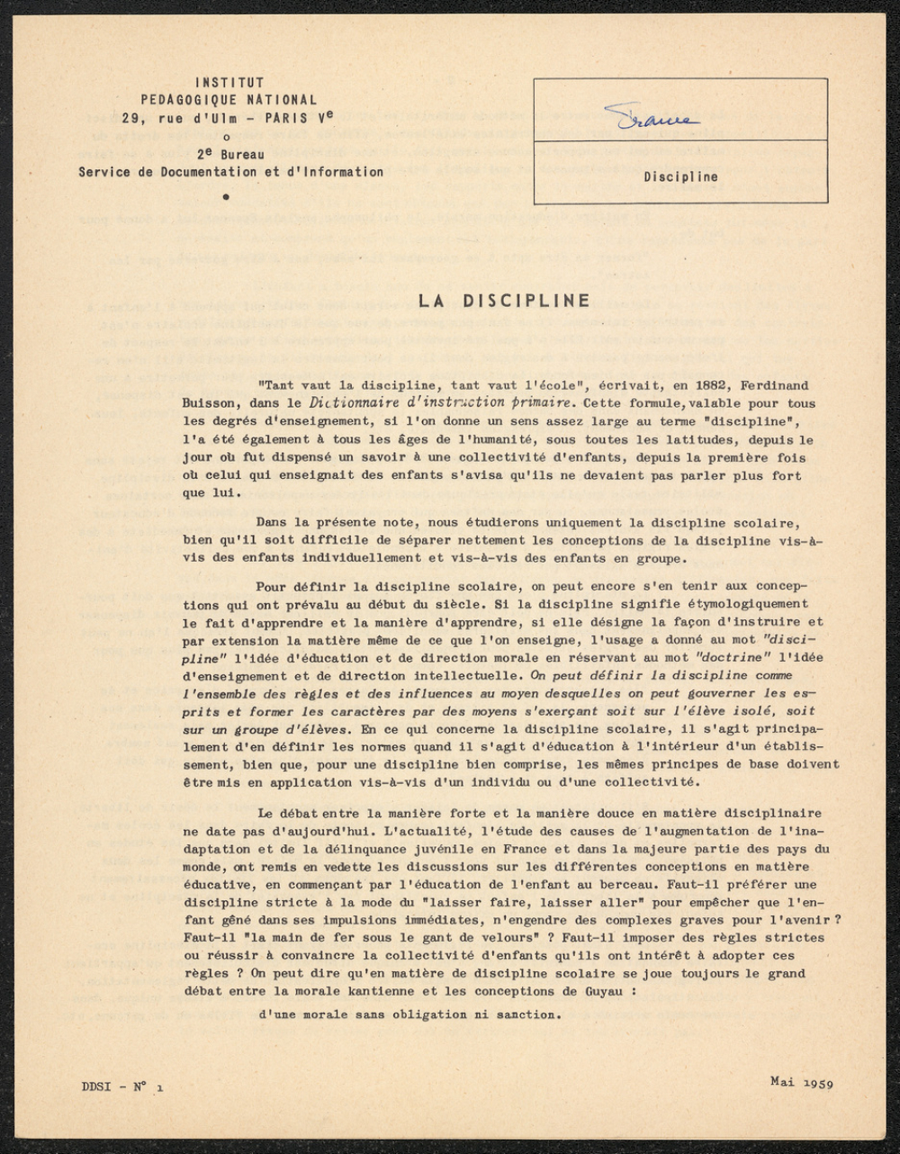 La discipline