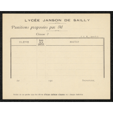 Bulletin de punition : Lycée Janson de Sailly