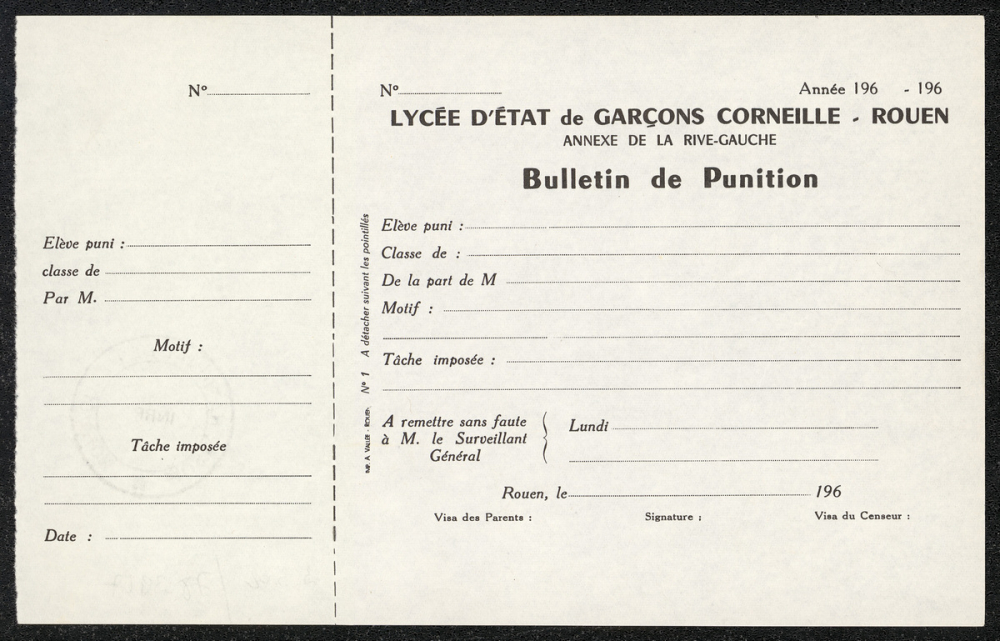 Bulletin de punition