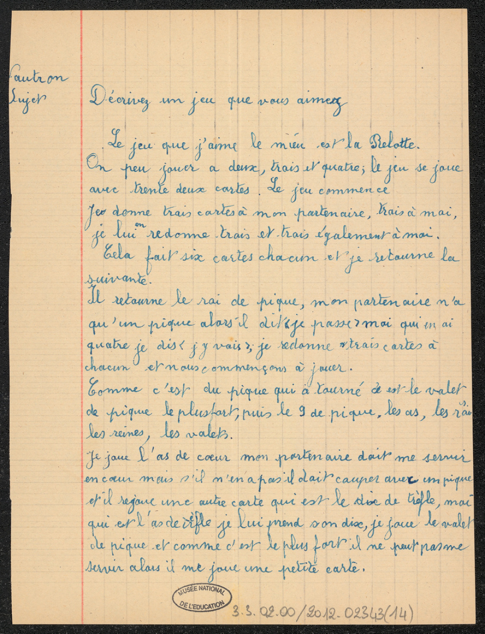 Punition de français : rédaction
