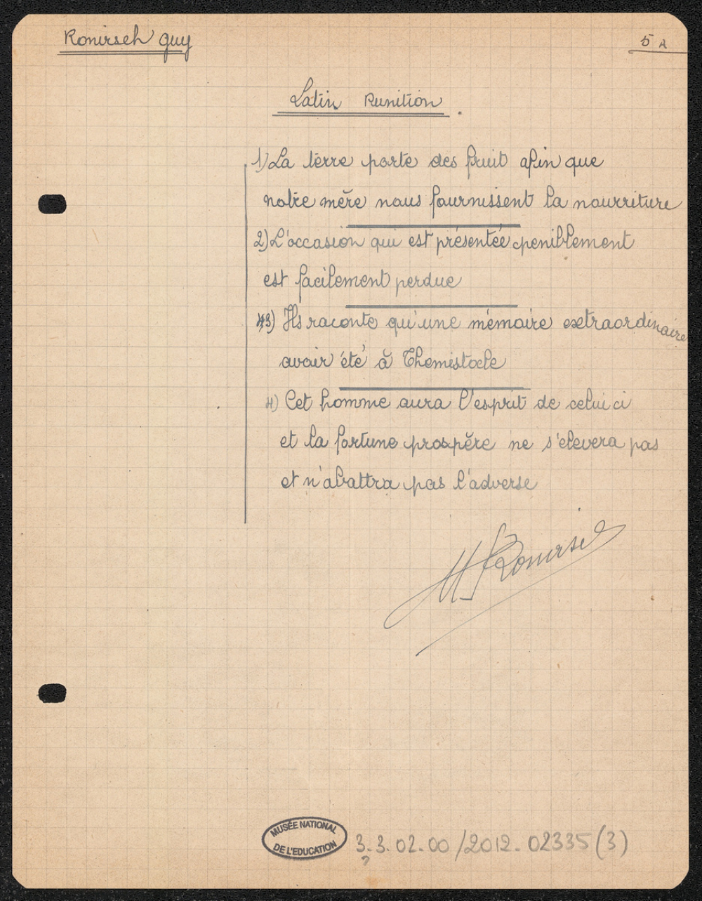 Punition : Cours de latin