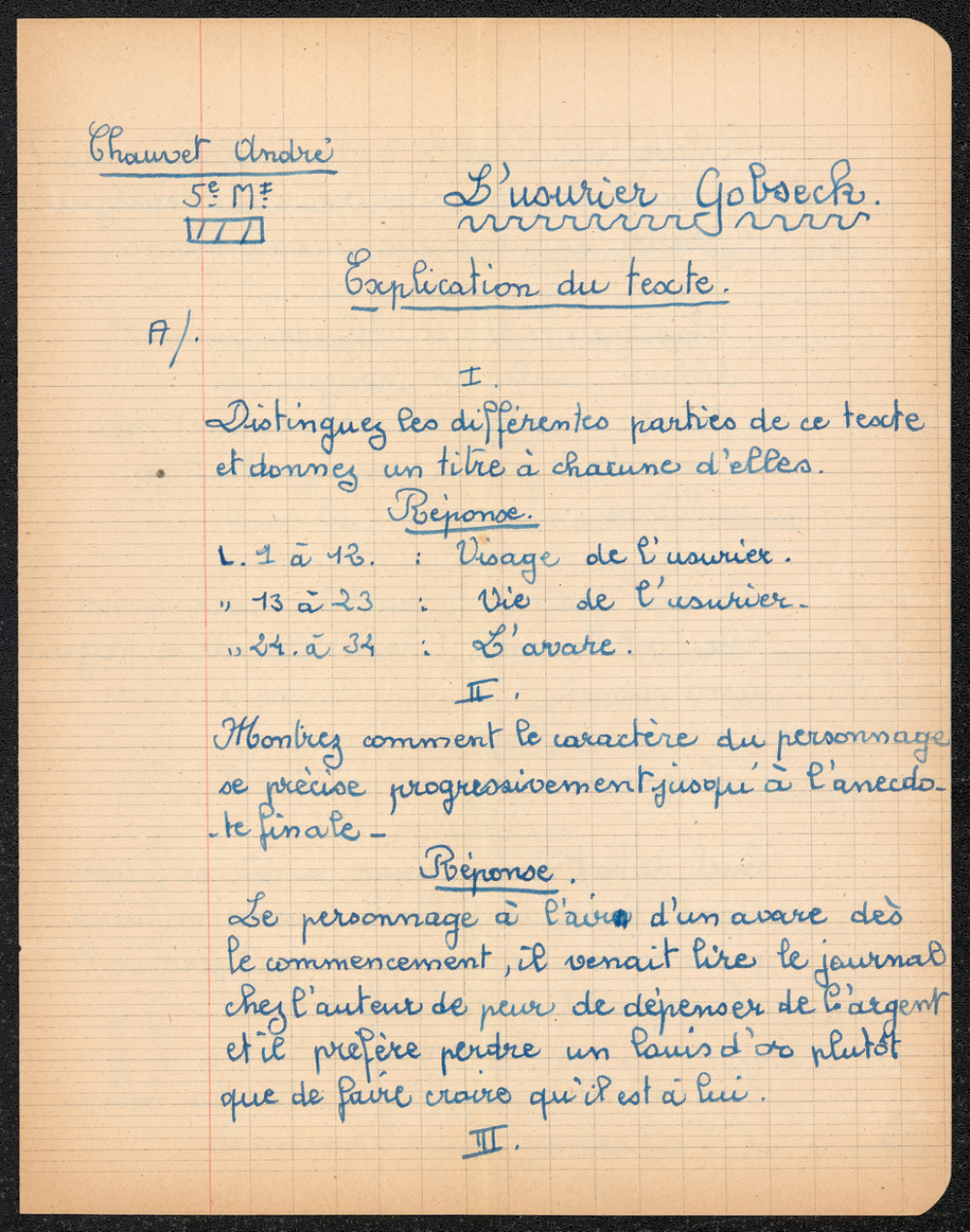 Punition : devoir sur L'usurier Gobseck de Balzac