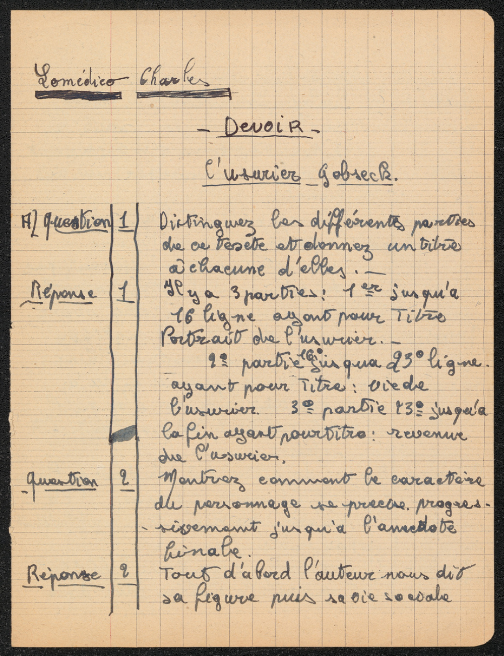 Punition : devoir sur L'usurier Gobseck de Balzac